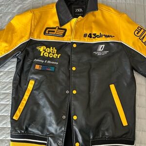 Zara Black and Yellow Racing-Inspired Bomber Jacket